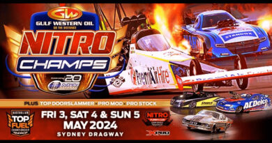 TOP FUEL + FUNNY CARS AT GULF WESTERN OIL NITRO CHAMPS